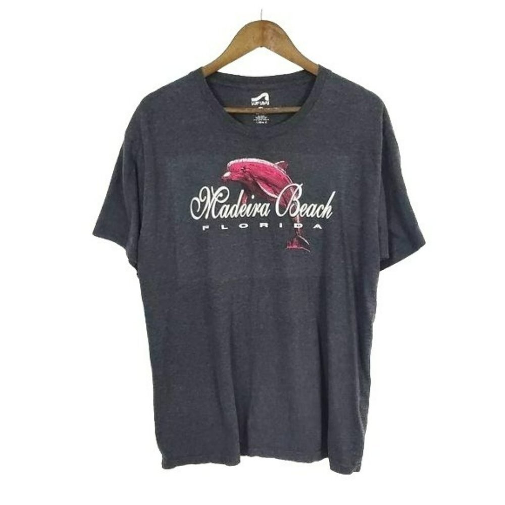Surf Style Womens Madeira Beach Graphic T-Shirt Size L Gray Short Sleeve